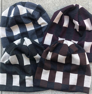Oversized plaid beanie