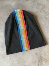 Rainbow Glitter strip beanie