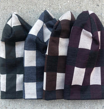 Oversized plaid beanie