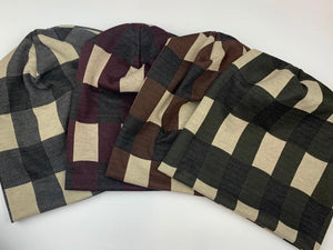 Oversized plaid beanie