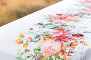Vibrant Roses Velvet Tablecloth