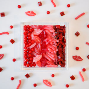 Square lucite RED assorted Candy